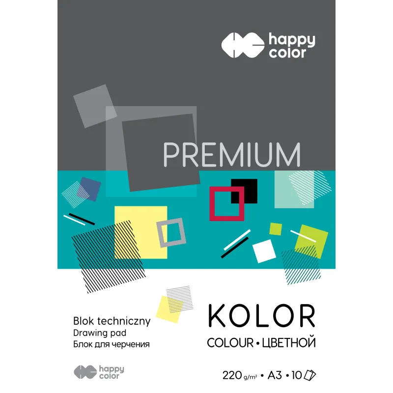 BLOK TECHNICZNY 10 KOLOROWYCH KARTEK A3 - Happy Color