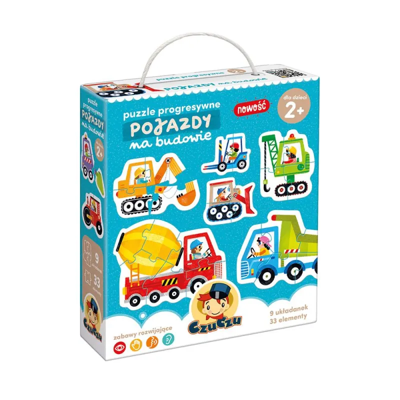 POJAZDY NA BUDOWIE PUZZLE PROGRESYWNE 33 ELEMENTY CZUCZU 2+