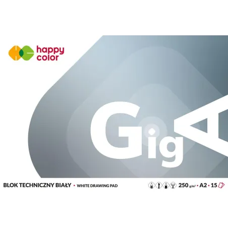 BLOK TECHNICZNY A2 GIGA BIAŁY 15 KARTEKHAPPY COLOR - GDD