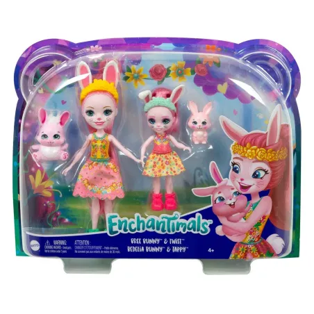 ENCHANTIMALS 2 LALKI SIOSTRZYCZKI ZE ZWIERZĄTKAMI BREE BUNNY & TWIST BEDELIA BUNNY & TAPPY 4+ - Mattel