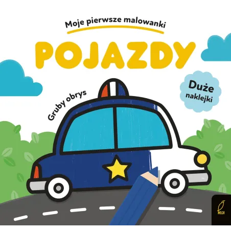 POJAZDY. MOJE PIERWSZE MALOWANKI Z GRUBYM OBRYSEM I NAKLEJKAMI - Wilga