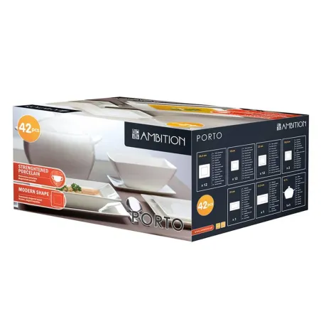 KOMPLET OBIADOWY PORCELANOWY AMBITION PORTO 42-ELEMENTÓW II GATUNEK