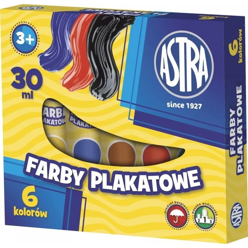 FARBY PLAKATOWE W TUBACH 6 KOLORÓW ASTRA