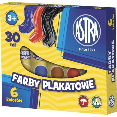 FARBY PLAKATOWE W TUBACH 6 KOLORÓW ASTRA