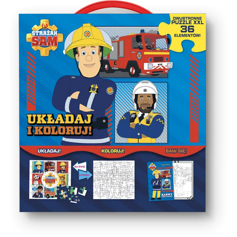 STRAŻAK SAM. UKŁADAJ I KOLORUJ. DWUSTRONNE PUZZLE XXL