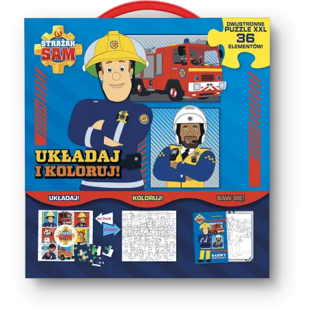 STRAŻAK SAM. UKŁADAJ I KOLORUJ. DWUSTRONNE PUZZLE XXL