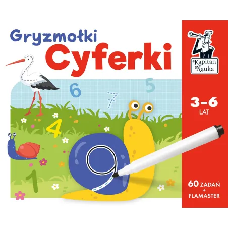 Cyferki. Gryzmołki. 60 Zadań + Flamaster Kapitan Nauka 3-6 Lat Cyferki. Gryzmołki. 60 Zadań + Flamaster Kapitan Nauka 3-6 Lat