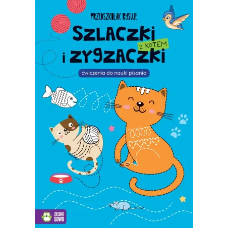 SZLACZKI I ZYGZACZKI Z KOTEM. PRZEDSZKOLAK RYSUJE. ĆWICZENIA DO NAUKI PISANIA