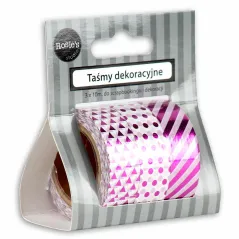 TAŚMA DEKORACYJNA RÓŻOWA 3 SZTUKI 10 M - Panon