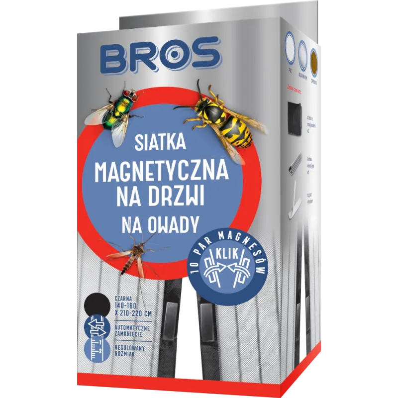 SIATKA MAGNETYCZNA NA DRZWI 100 X 220 CM CZARNA BROS