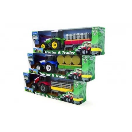 TRAKTOR Z NACZEPĄ DO ZABAWY ZESTAW ROLNICZY Z BELAMI SIANA 3+