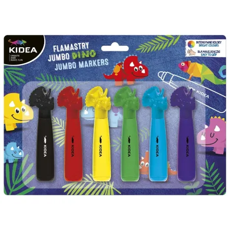 Flamastry Jumbo Dino 6 Sztuk Kidea Flamastry Jumbo Dino 6 Sztuk Kidea