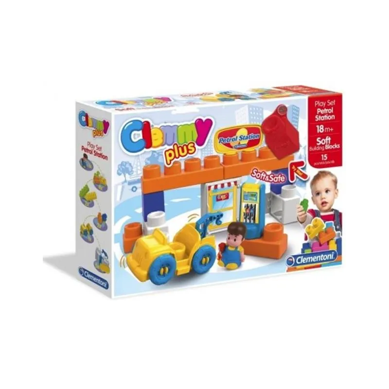 STACJA BENZYNOWA CLEMMY PLUS KLOCKI GUMOWE 15 SZTUK 18M+