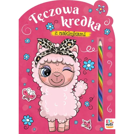 LAMA. TĘCZOWA KREDKA. KOLOROWANKA Z NAKLEJKAMI