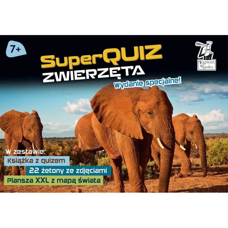ZWIERZĘTA SUPERQUIZ + MAPA ŚWIATA KAPITAN NAUKA 7+