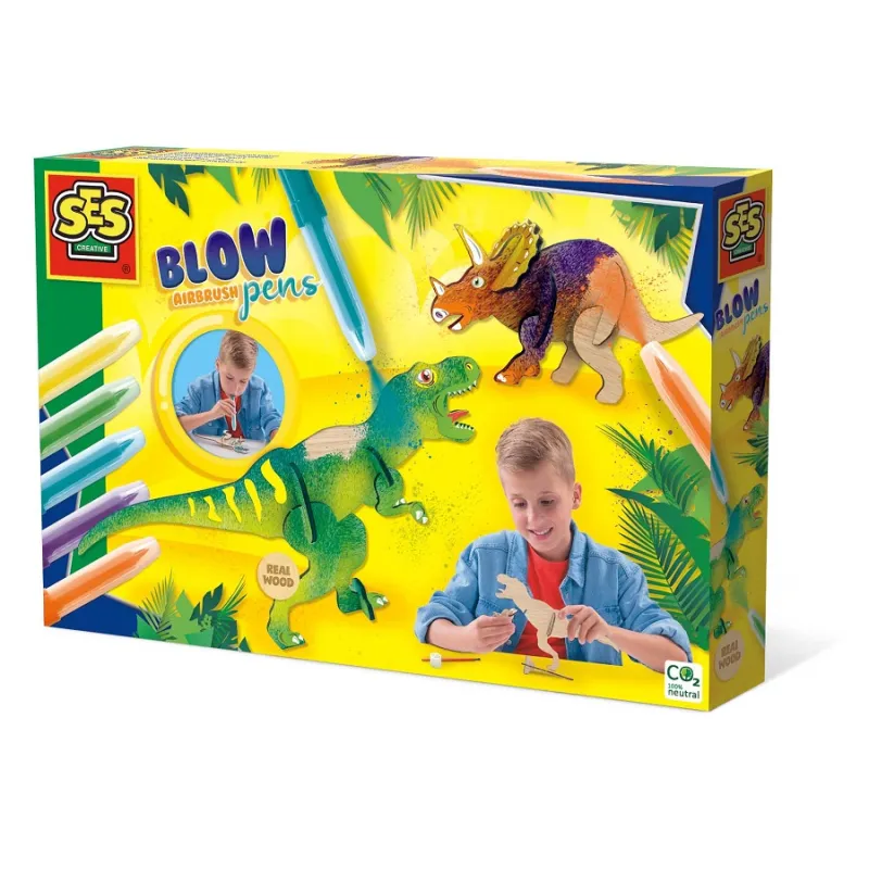 DINOZAURY KOLOROWANIE ZA POMOCĄ DMUCHANIA 5+
