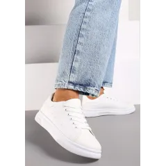 BIAŁE WIĄZANE SNEAKERSY NA PŁASKIEJ PODESZWIE ROZMIAR 40