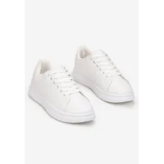 BIAŁE WIĄZANE SNEAKERSY NA PŁASKIEJ PODESZWIE ROZMIAR 40