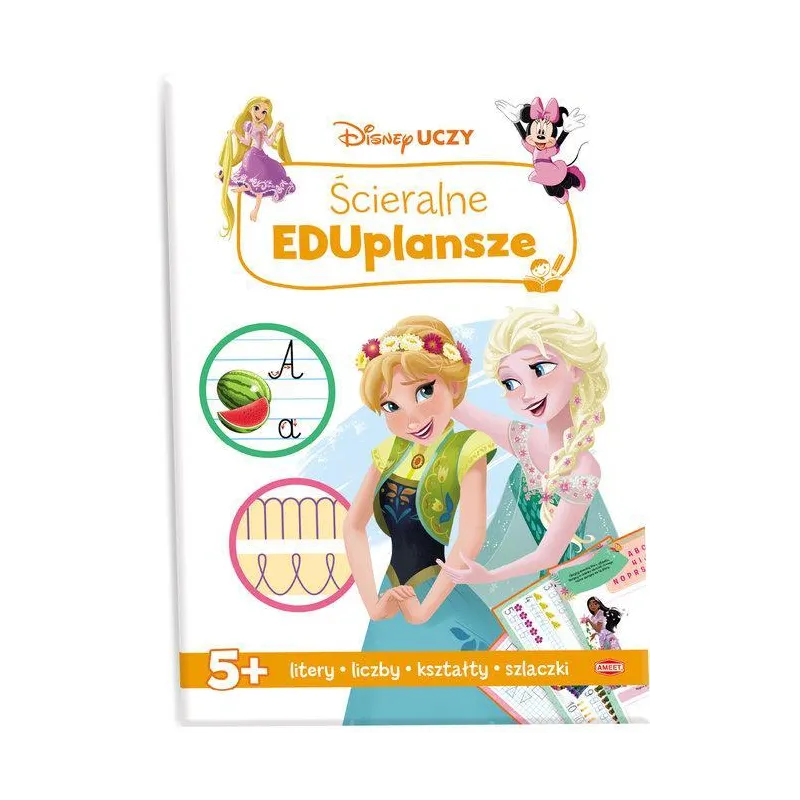DISNEY UCZY. LITERY, LICZBY, KSZTAŁTY, SZLACZKI. ŚCIERALNE EDUPLANSZE 5+