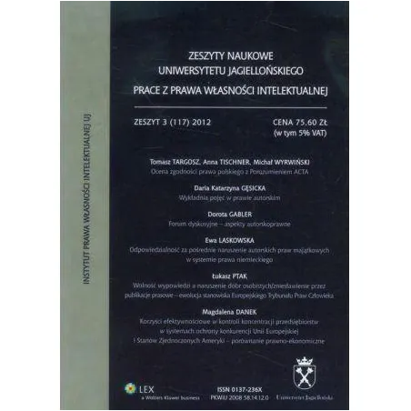 ZESZYTY NAUKOWE UNIERSYTETU JAGIELLOŃSKIEGO ZESZYT 3 - Wolters Kluwer