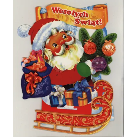 KARNET 3D KARNET Z BROKATEM RUCHOME ELEMENTY WESOŁYCH ŚWIĄT