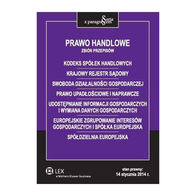 PRAWO HANDLOWE ZBIÓR PRZEPISÓW - Wolters Kluwer