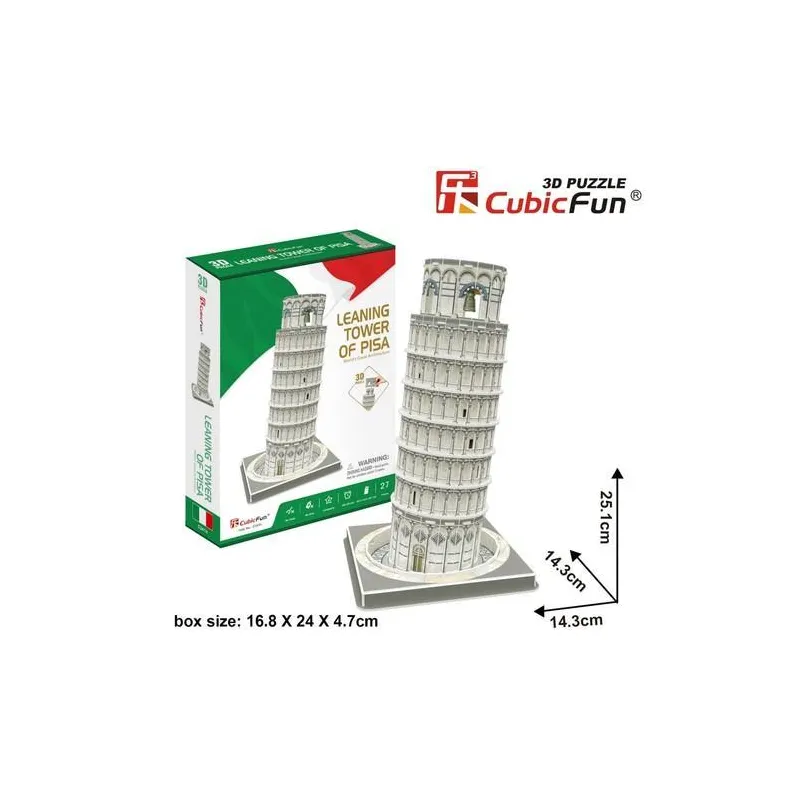 PUZZLE 3D KRZYWA WIEŻA W PIZIE 27 CZĘŚCI 3+ - CubicFun