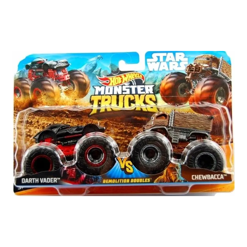 HOT WHEELS MONSTER TRUCKS DARTH VADER VS CHEWBACCA 3+