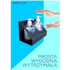 DOZOWNIK UCHWYT NA PŁYN DO MYCIA RĄK MONTAŻ BEZ WIERCENIA – RZEPY