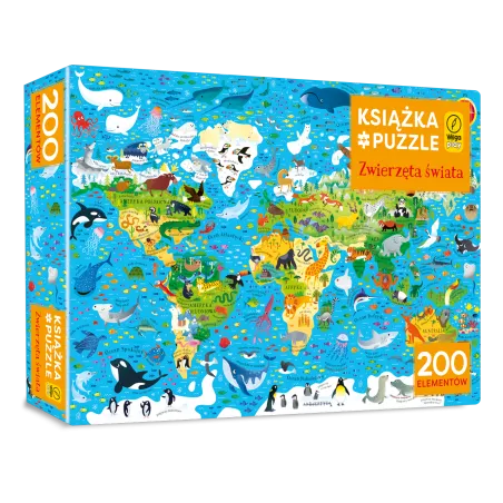 ZWIERZĘTA ŚWIATA KSIĄŻKA I PUZZLE 200 ELEMENTÓW WILGA PLAY 5+