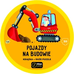 POJAZDY NA BUDOWIE KSIĄŻKA + DUŻE PUZZLE 30 ELEMENTÓW