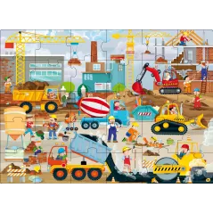 POJAZDY NA BUDOWIE KSIĄŻKA + DUŻE PUZZLE 30 ELEMENTÓW
