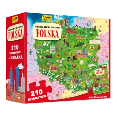 POLSKA PUZZLE EDUKACYJNE 210 ELEMENTÓW Z KSIĄŻKĄ WILGA PLAY POZNAWAJ BAW SIĘ ODKRYWAJ
