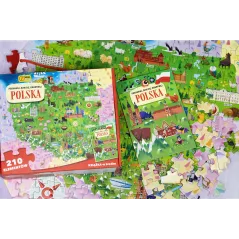 POLSKA PUZZLE EDUKACYJNE 210 ELEMENTÓW Z KSIĄŻKĄ WILGA PLAY POZNAWAJ BAW SIĘ ODKRYWAJ