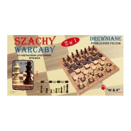 SZACHY I WARCABY DREWNIANE W&K 6+