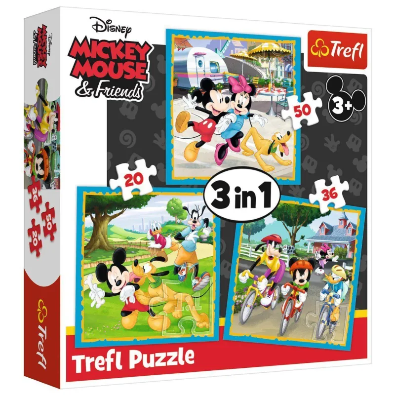 PUZZLE 3W1 MYSZKA MIKI Z PRZYJACIÓŁMI 106 ELEMENTÓW TREFL 3+