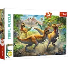 PUZZLE WALCZĄCE TYRANOZAURY 160 ELEMENTÓW TREFL 5+