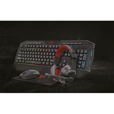 Zestaw Gamingowy Havit Kb501Cm 4W1 Klawiatura Mysz Słuchawki Podkładka