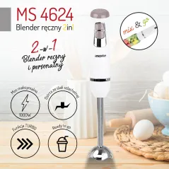 BLENDER RĘCZNY 2W1 Z BIDONEM 600 ML 1000 W MESKO MS4624