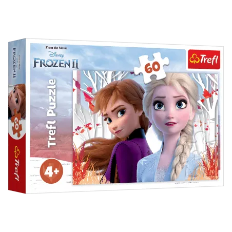 PUZZLE  ZACZAROWANY ŚWIAT ANNY I ELSY 60 ELEMENTÓW TREFL 4+