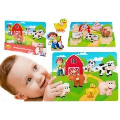 UKŁADANKA DREWNIANA FARMA PINEZKI SMILY PLAY 18M+