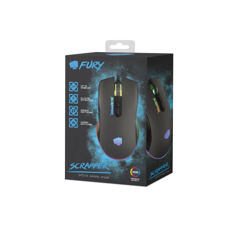 MYSZ GAMINGOWA FURY SCRAPPER 6400DPI RGB Z OPROGRAMOWANIEM