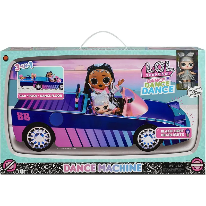 L.O.L. SURPRISE! LALKA I SAMOCHÓD UV DANCE MACHINE 3W1 MGA 4+
