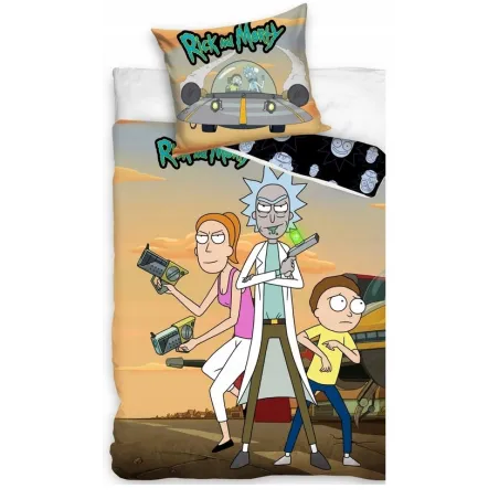 Pościel Rick I Morty 140 X 200 Cm Bawełniana Świecąca W Ciemności