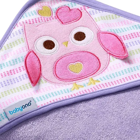 Okrycie Kąpielowe Z Kapturkiem Frotte 100 X 100 Cm Fiolet Babyono