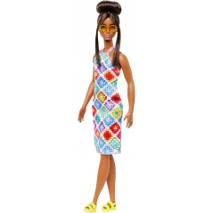 LALKA BARBIE FASHIONISTAS Z SZYDEŁKOWĄ SUKIENKĄ MATTEL 3+