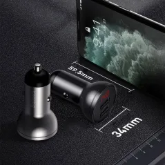 ŁADOWARKA SAMOCHODOWA 24W | 2X USB + KABEL 3W1 TYPE-C / MICRO USB / LIGHTNING BASEUS