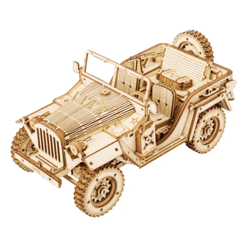PUZZLE 3D DREWNIANE ROBOTIME JEEP WOJSKOWY ZESTAW MODELOWY 14+
