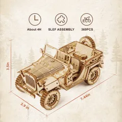 PUZZLE 3D DREWNIANE ROBOTIME JEEP WOJSKOWY ZESTAW MODELOWY 14+