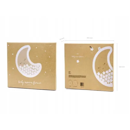 DREWNIANA KSIĘGA GOŚCI KSIĘŻYC NA CHRZEST I BABY SHOWER 38,5X30 CM